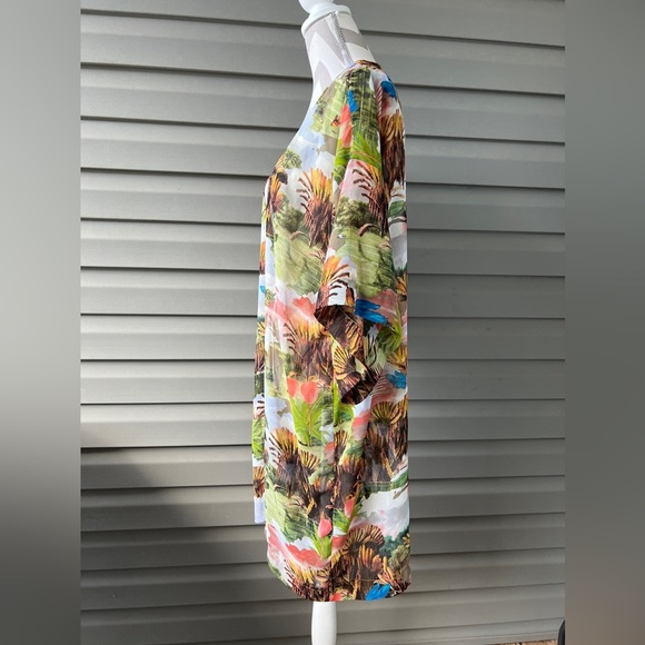 TOPSHOP Tropical 🏝️ 🦩 Print Kimono Cardigan Jacket Top Sz 2 - Picture 2 of 8